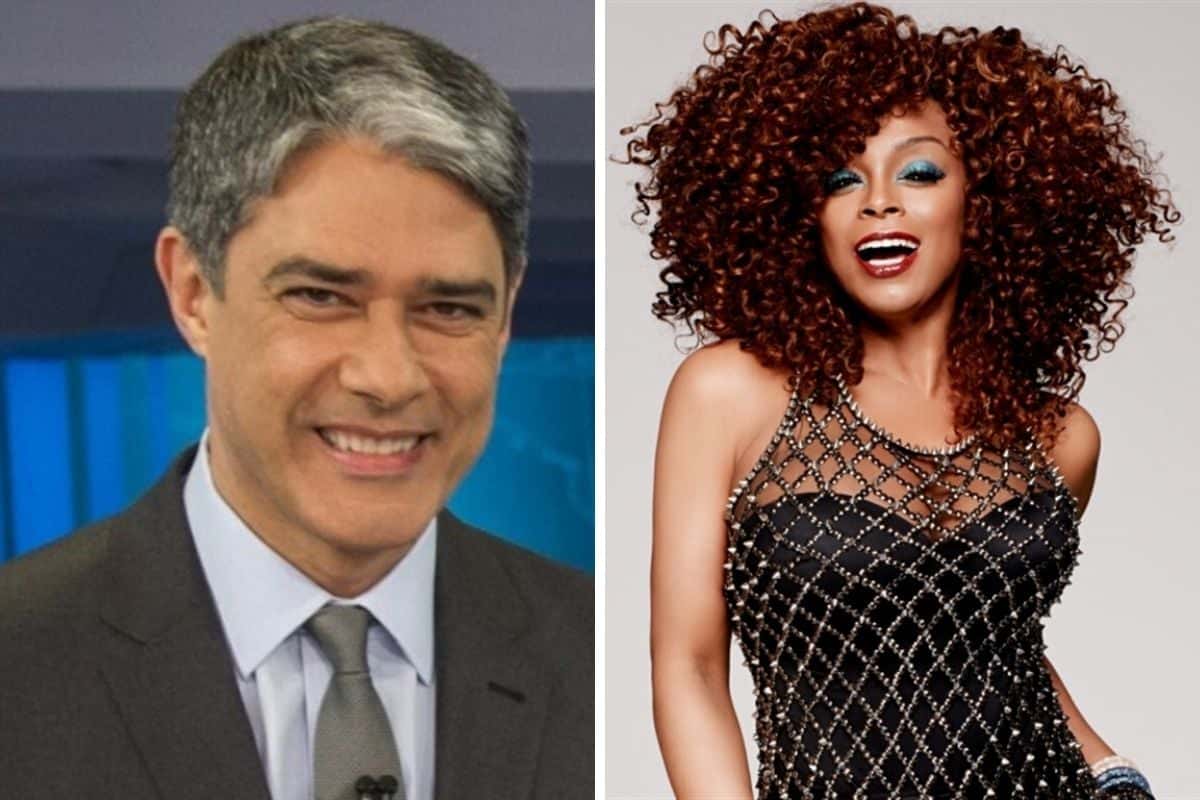 O apresentador William Bonner e a cantora Paula Lima foram vistos juntos e relatos da conversa vazaram na internet - Monatgem: TV Foco
