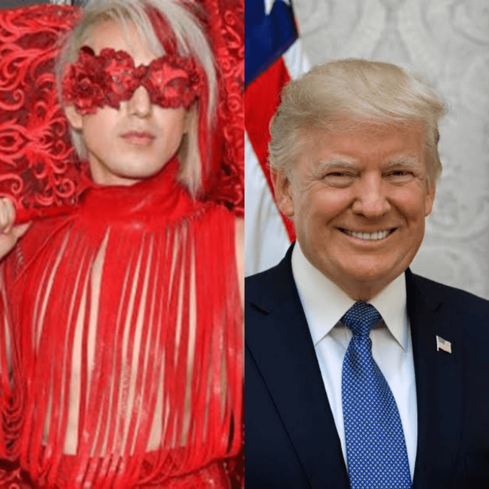 Ricky Rebel ousou no look do Grammy Awards 2020 e fez um protesto pró-Trump (Foto: Reprodução)