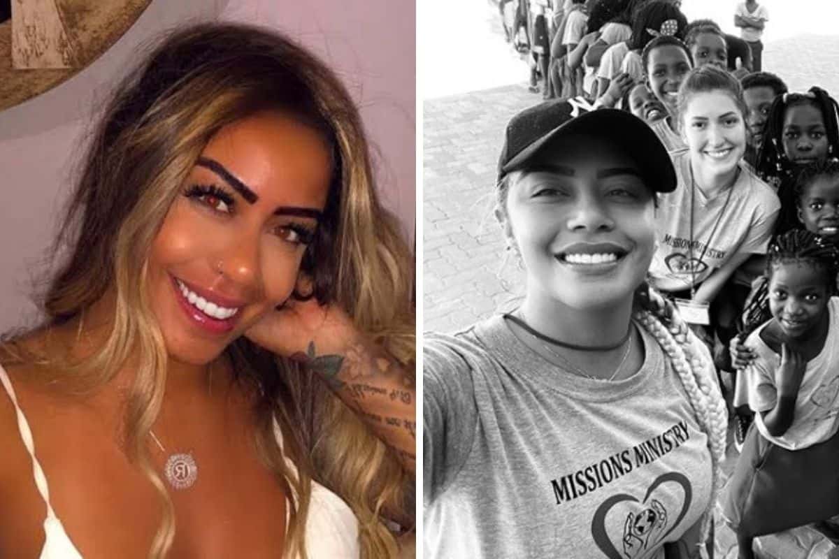 Após rumores de gravidez, Rafaella Santos, irmã de Neymar, faz retiro na África e ajuda crianças pobres - Montagem: TV Foco