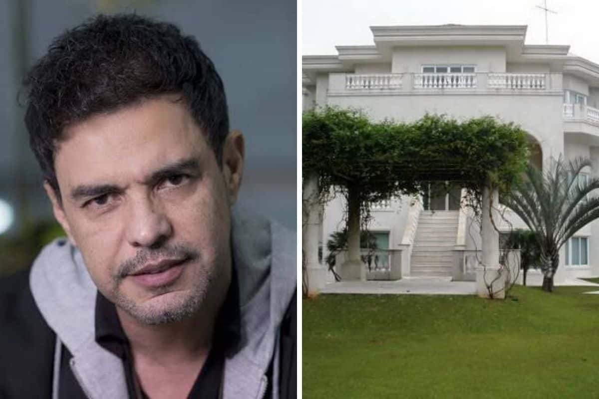 Essa é a mansão que Zezé Di Camargo mora e que teve uma das portas abertas por um dos animais do cantor - Montagem: TV Foco
