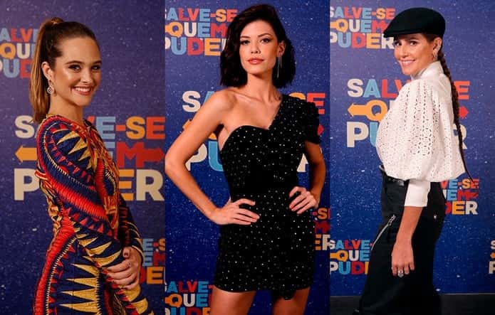 Juliana Paiva, Vitória Strada e Debora Secco na coletiva da novela Salve-se Quem Puder (Foto: Reprodução/Gshow)