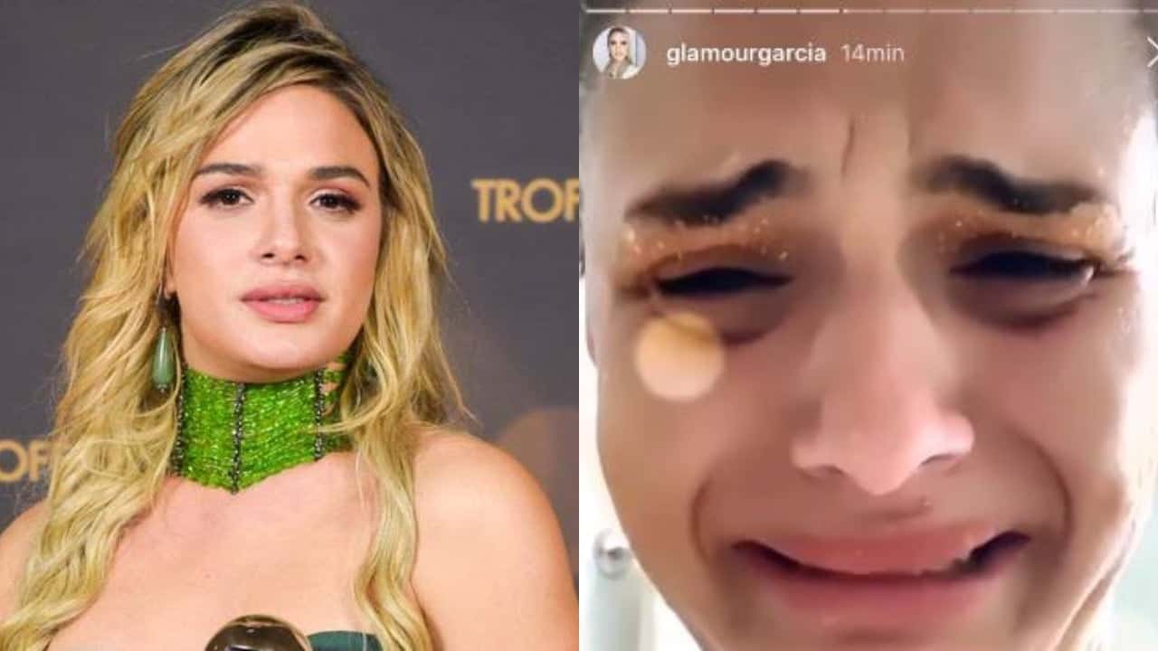 Glamour Garcia apareceu chorando acusando o ex de agressão em seus stories no Instagram (Foto: Reprodução/TV Globo/Instagram/Montagem TV Foco)
