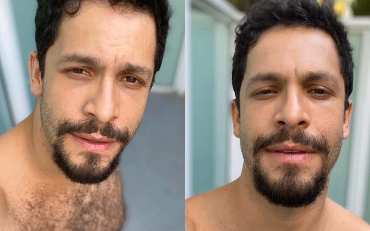 O ator Rainer Cadete apareceu totalmente sem roupa em novos registros nas redes sociais (Foto: Reprodução / twitter)