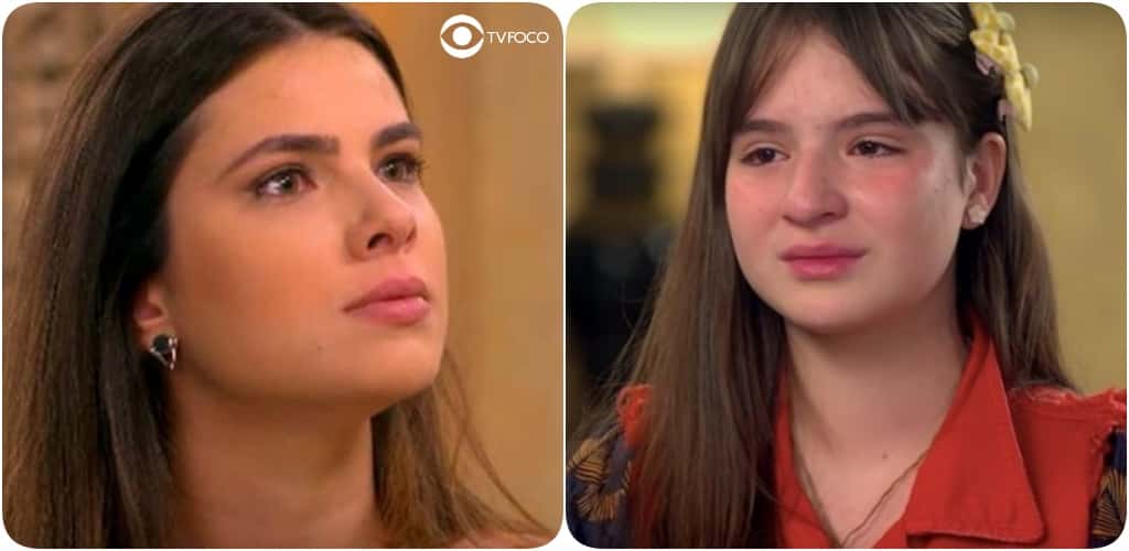 Luisa tem encontro e Poliana passa a ter desconfiança do próprio pai no SBT (Foto: Montagem/TV Foco)