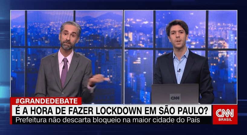 A apresentadora Monalisa Perrone teve de acalmar os ânimos dos participantes do Grande Debate na CNN Brasil (Foto: Reprodução)
