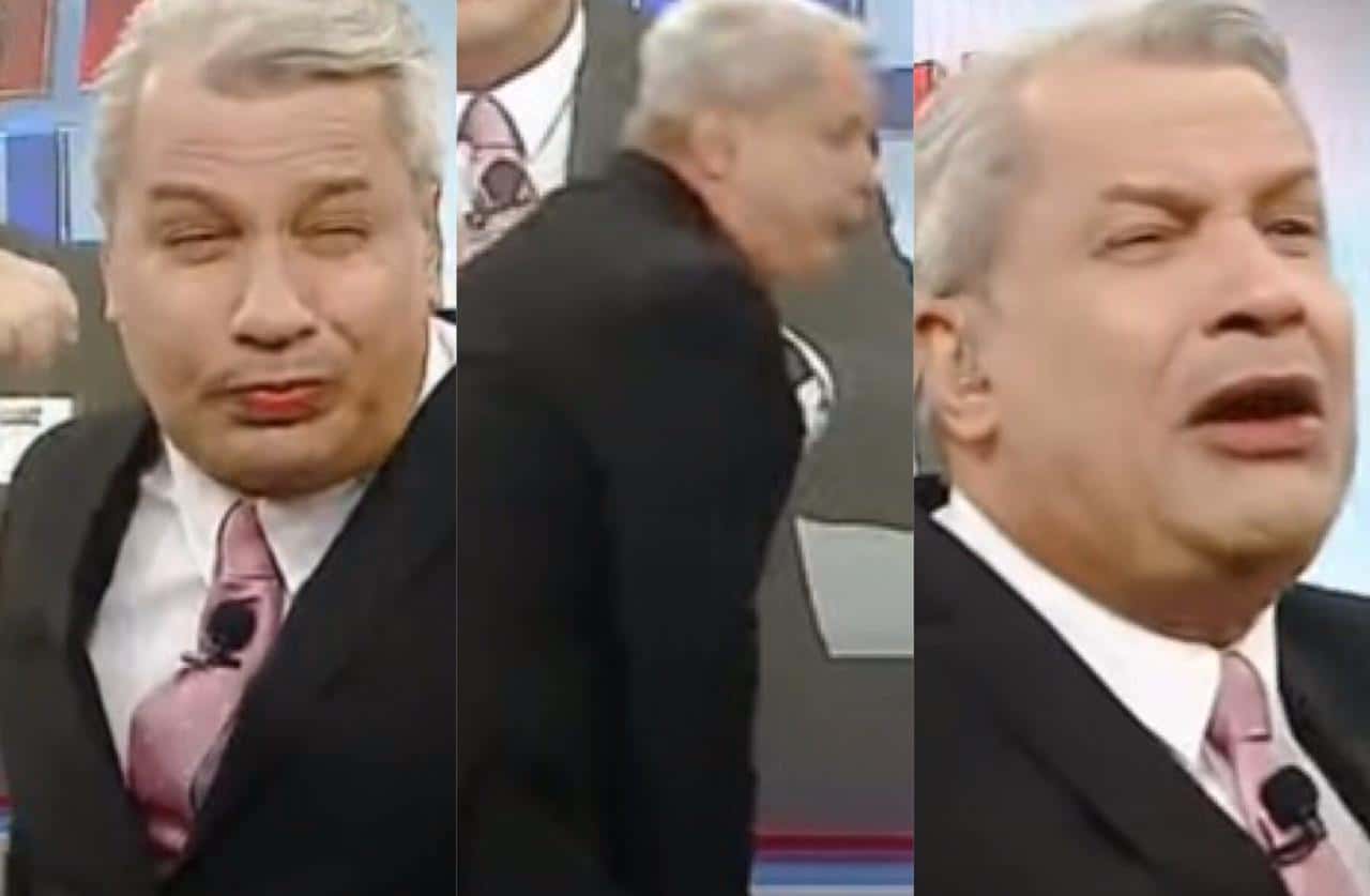 Sikêra Jr se engasgou ao vivo no Alerta Nacional e precisou ser socorrido pela produção (Foto: Reprodução / RedeTV!)