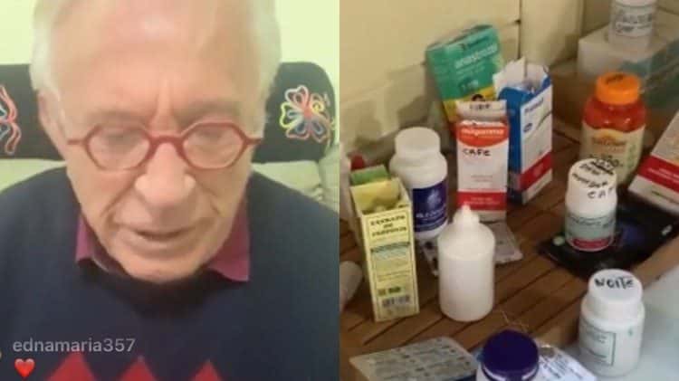 Moacyr Franco usou seus remédios para divulgar mais uma live nas redes sociais (Montagem: TV Foco)