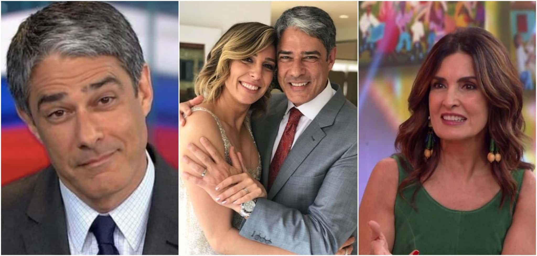 William Bonner com sua atual esposa, Natasha Dantas, e a ex, Fátima Bernardes (Reprodução)