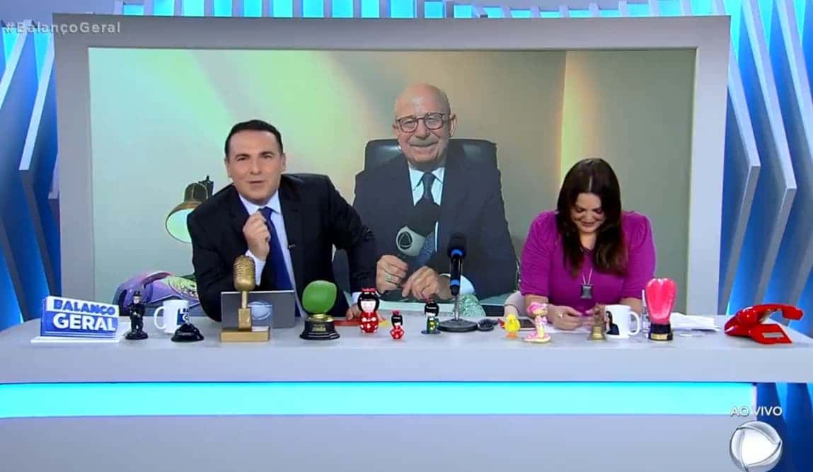 Reinaldo Gottino, Fabiola Reipert e Lombardi durante A Hora da Venenosa (Foto: Reprodução)