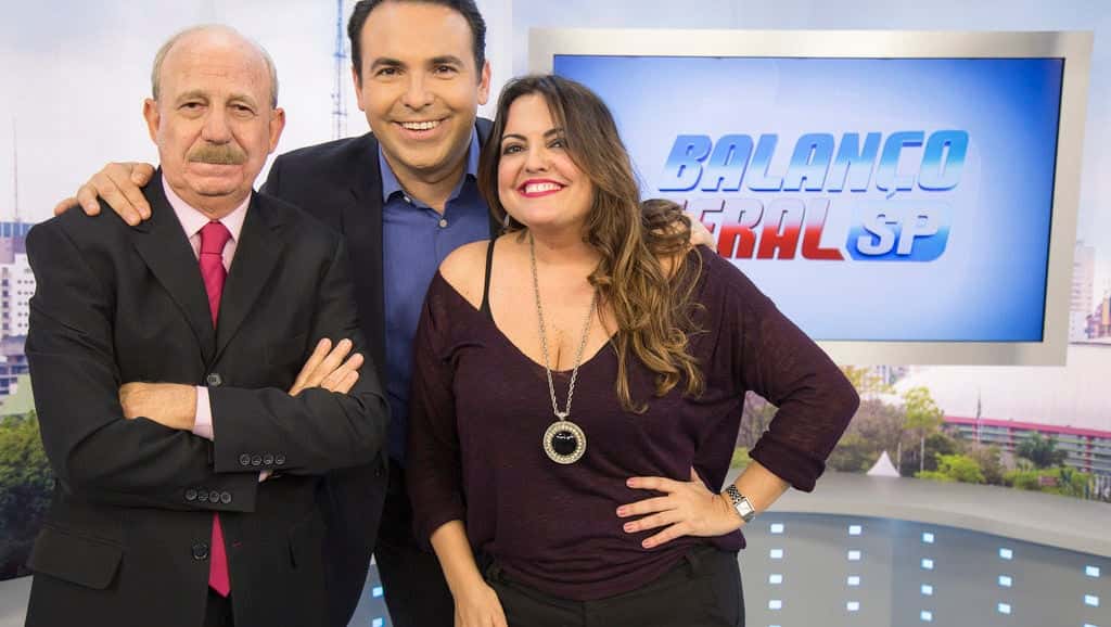 Reinaldo Gottino, Fabíola Reipert e Lombardi durante o Balanço Geral SP (Foto: Reprodução)