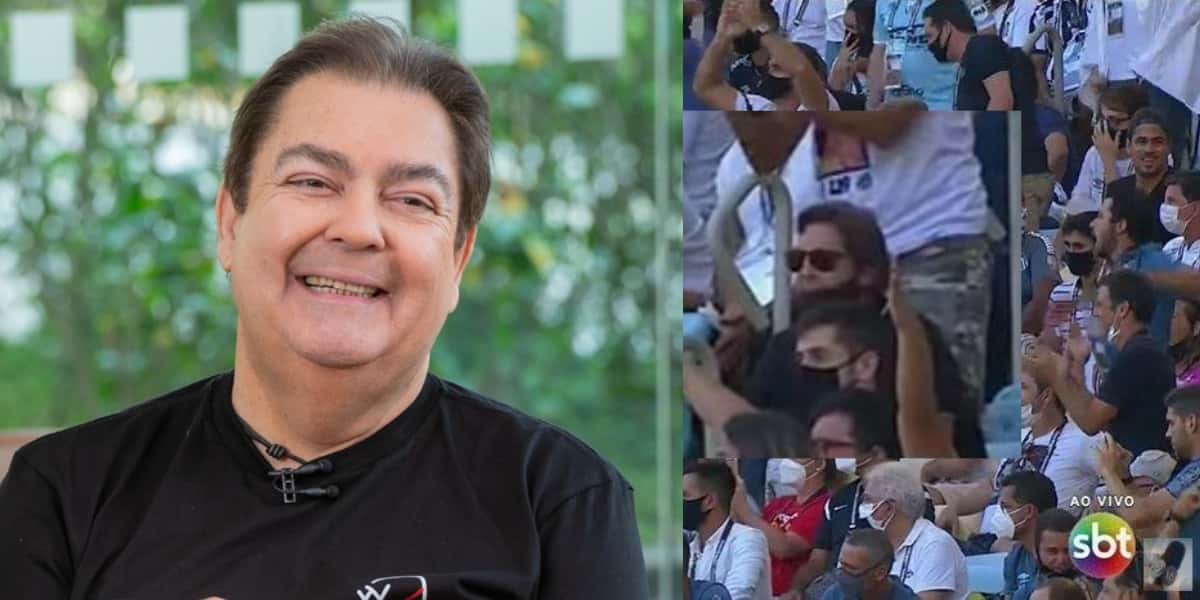 Faustão acompanhou jogo diretamente do Maracanã (Foto: Reprodução/TV Globo/SBT)