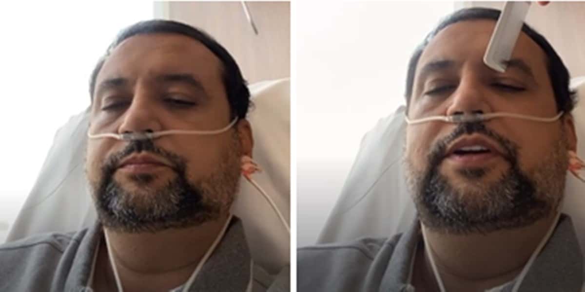 Geraldo Luís em meio a fios em hospital (Foto: Montagem)
