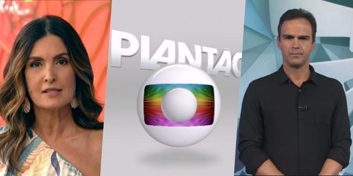 Fátima Bernardes, Plantão Globo e Tadeu Schmidt no Fantástico (Foto: Montagem)