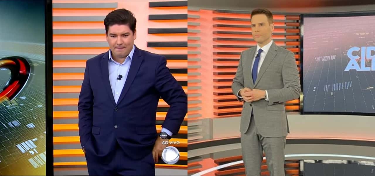 Nas férias de Luiz Bacci, Bruno Peruka assumiu o Cidade Alerta (Foto: Montagem/TV Foco)