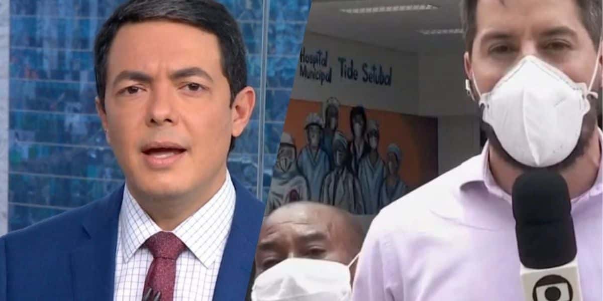 Alan Severiano, Anselmo Caparica e rapaz que invadiu transmissão (Montagem: TV Foco)