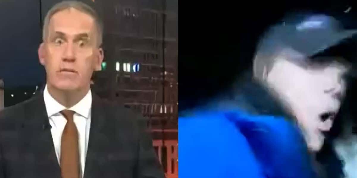 Repórter é atropelada ao vivo durante jornal (Foto: Reprodução)