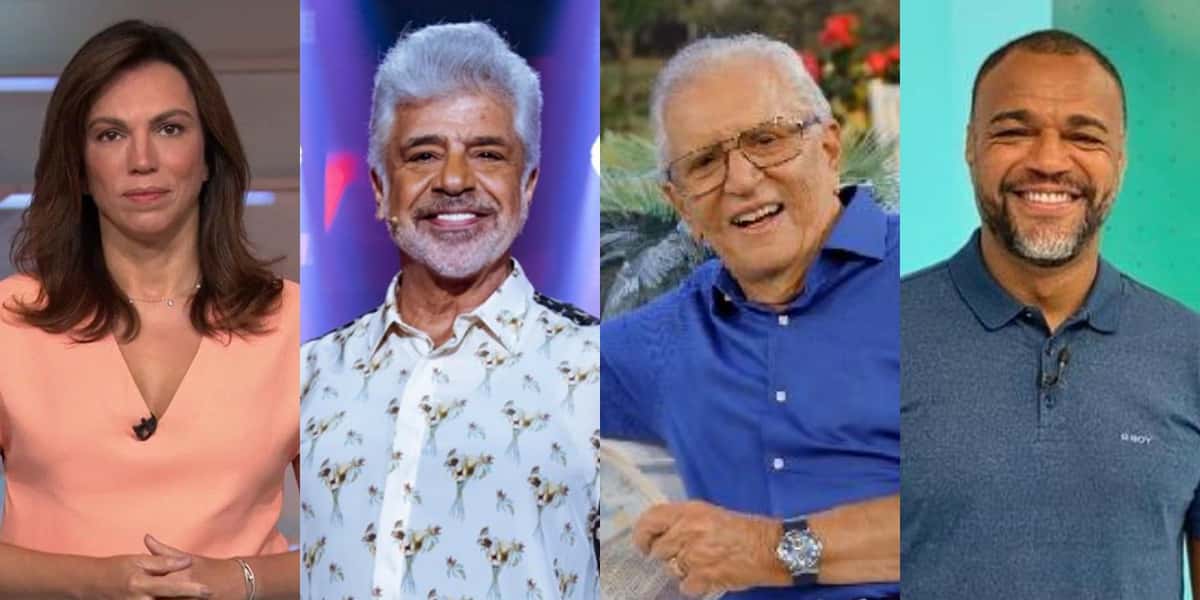Ana Paula Araújo, Lulu Santos, Carlos Alberto de Nóbrega e Denilson (Foto: Reprodução/TV Globo/SBT/Band)