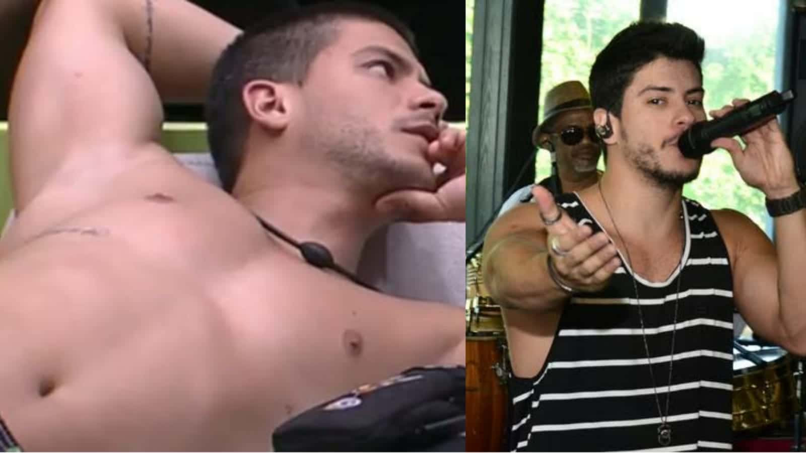 Arthur Aguiar no BBB22 e seguindo carreira de cantor (Montagem/ Reprodução)