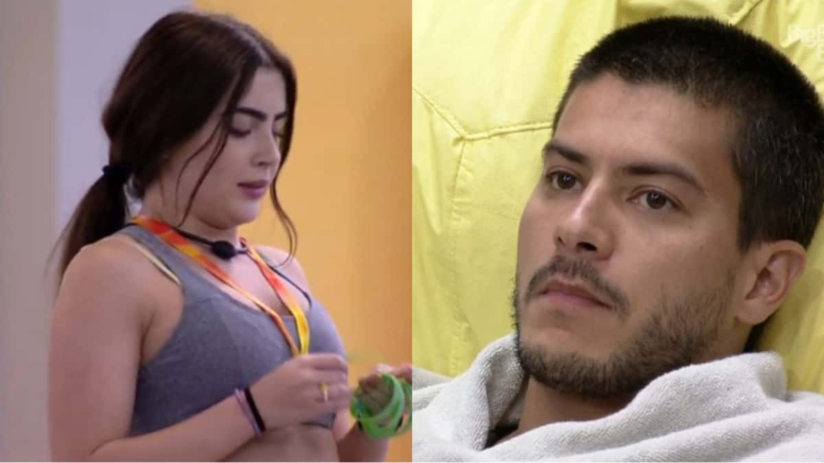 Arthur Aguiar está preocupado de ser indicado novamento ao Paredão por Jade no BBB22 (Montagem/ Reprodução/ Globoplay)