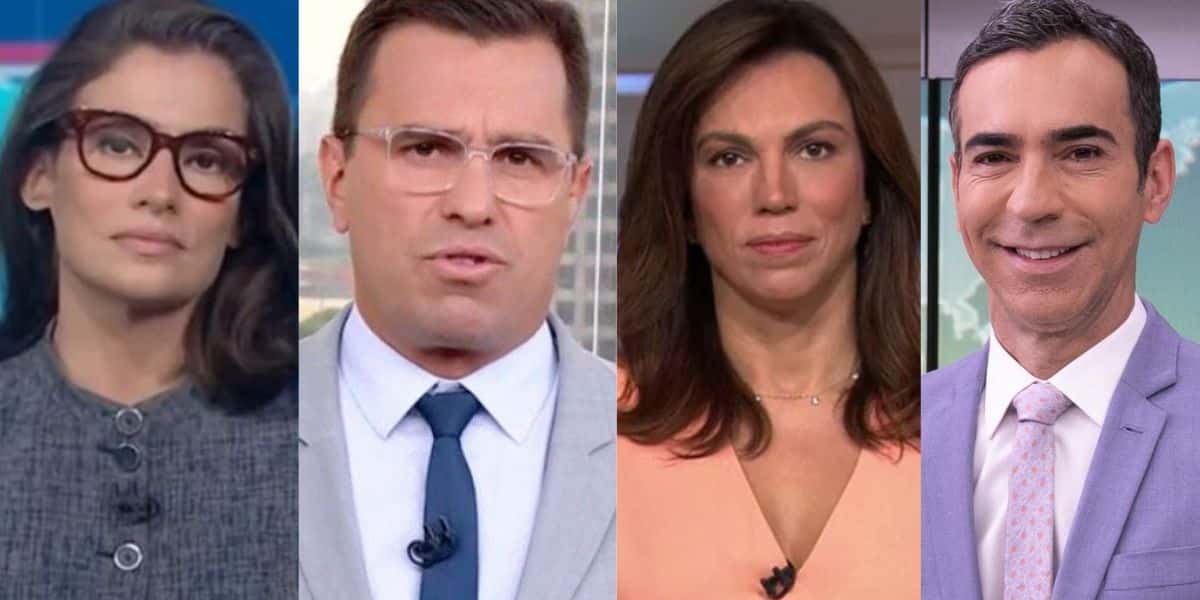 Renata Vasconcellos, Rodrigo Bocardi, Ana Paula Araújo e César Tralli, âncoras da Globo (Reprodução)