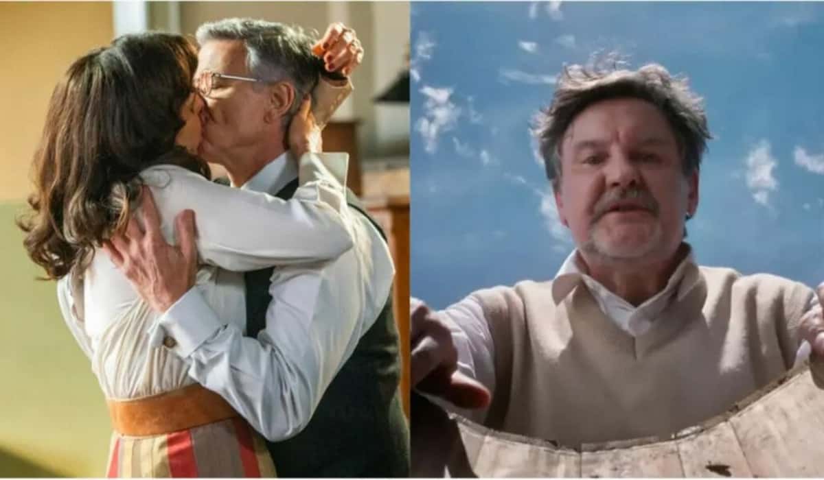 Matias (Antonio Calloni) flagra beijo entre Eugênio (Marcello Novaes) e Violeta (Malu Galli) em 'Além da Ilusão'