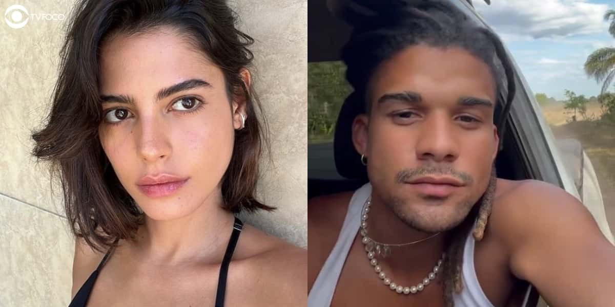 Lucas Leto e Julia Dalavia fazem par romântico polêmico em Pantanal (Foto: Reprodução/Instagram/Montagem/Thais Teles)