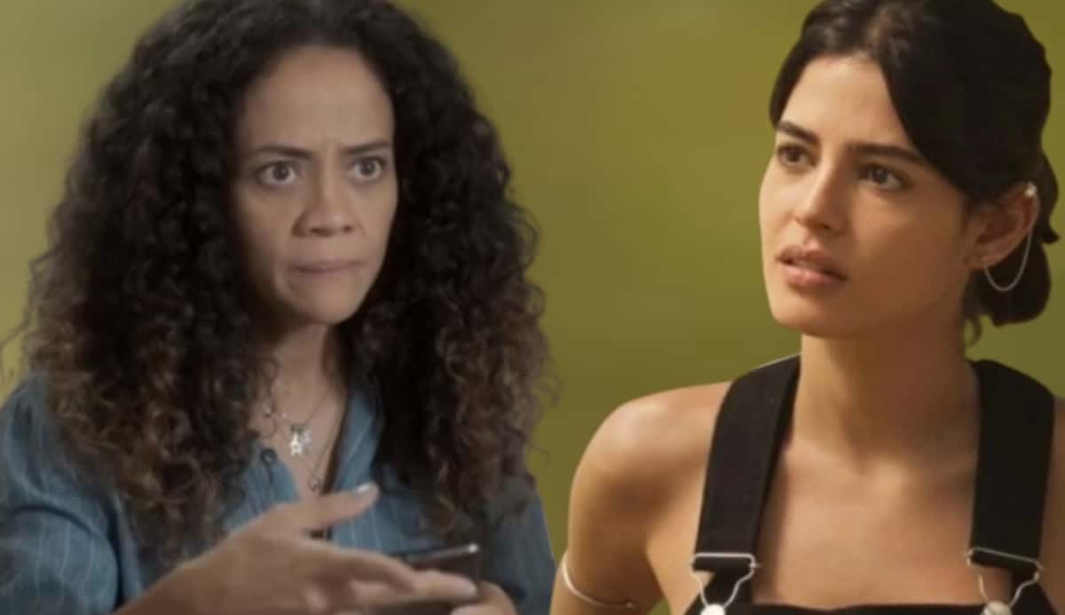 Ao ver o sofrimento de Guta (Julia Dalavia), Zuleica (Aline Borges) será obrigada a contar um segredo guardado a sete chaves em Pantanal (Foto: Reprodução / Globo / Montagem TV Foco)