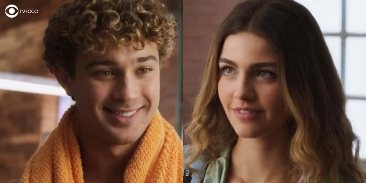 Rico e Lou vão se beijar pela primeira vez em Cara e Coragem (Foto: Reprodução/Globo/Thais Teles/Colagem)