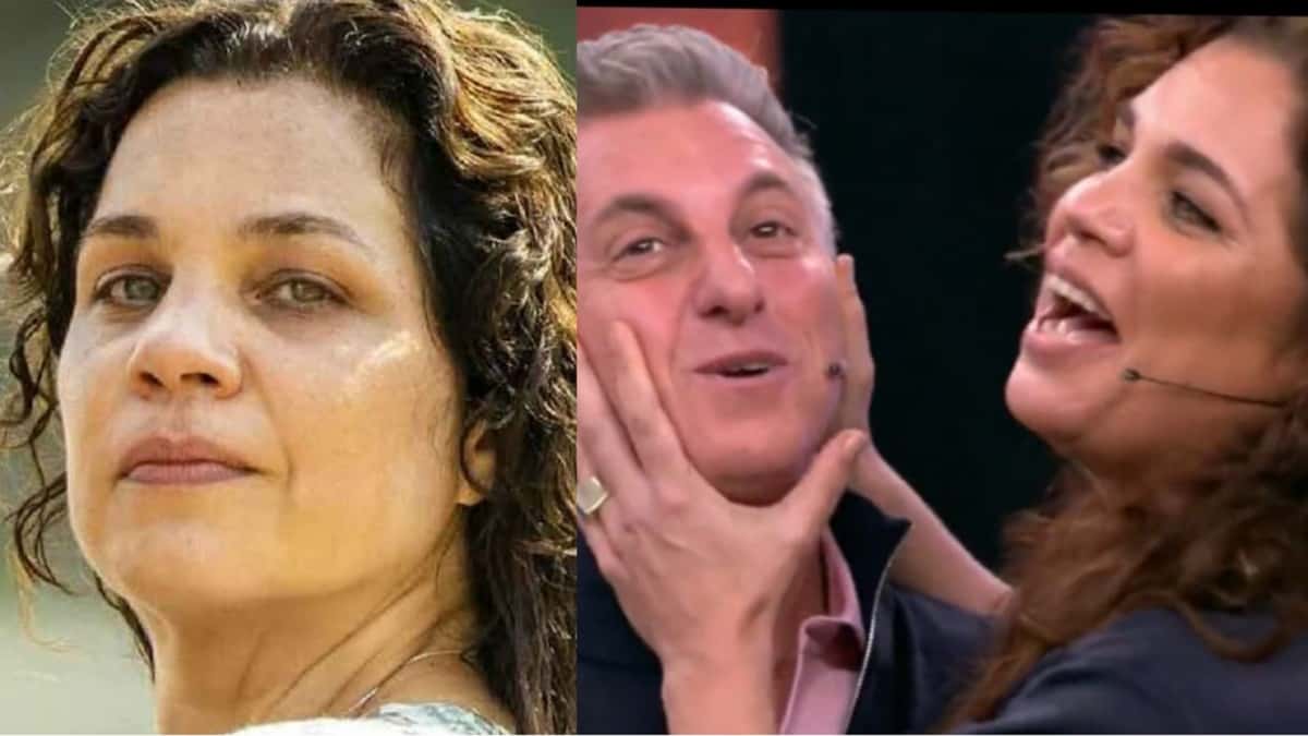 A atriz Isabel Teixeira, a Maria Bruaca, vive personagem no "Domingão com Huck" (Reprodução/ Globo)