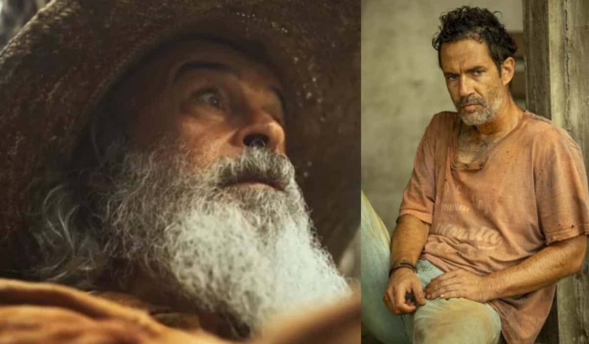 Bomba em Pantanal - Velho do Rio (Osmar Prado) morre após tragédia? Solano (Rafa Sieg) acerta tiro certeiro nas costas do ser sobrenatural (Foto: Reprodução / Globo)