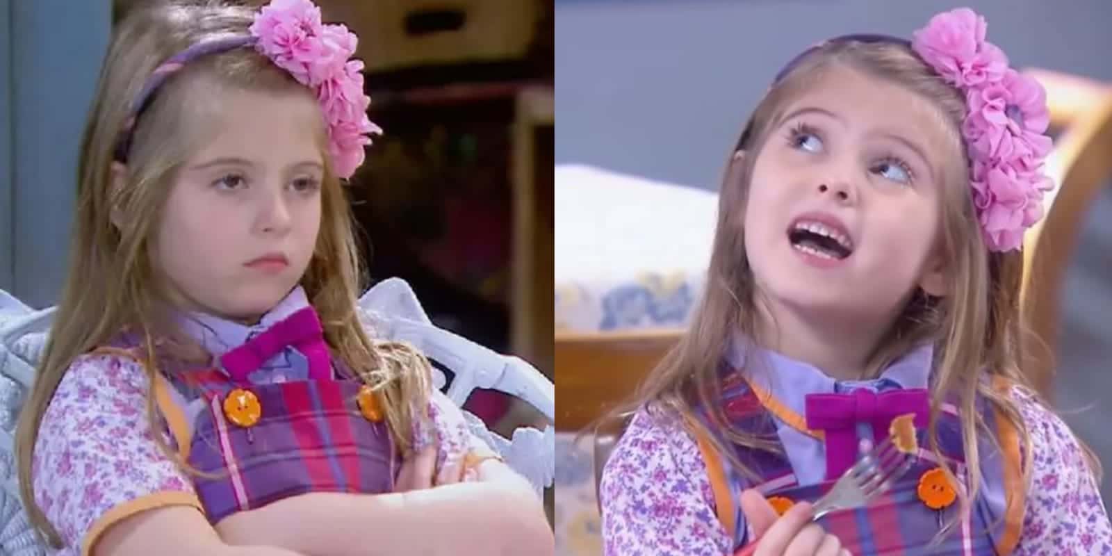 Atriz mirim de Carinha de Anjo já tem 11 anos (Foto: Reprodução/Montagem)