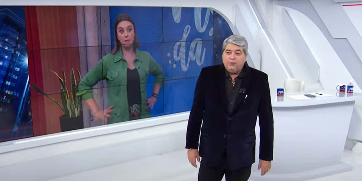 Datena e Catia Fonseca ao vivo (Foto: Reprodução / Band)