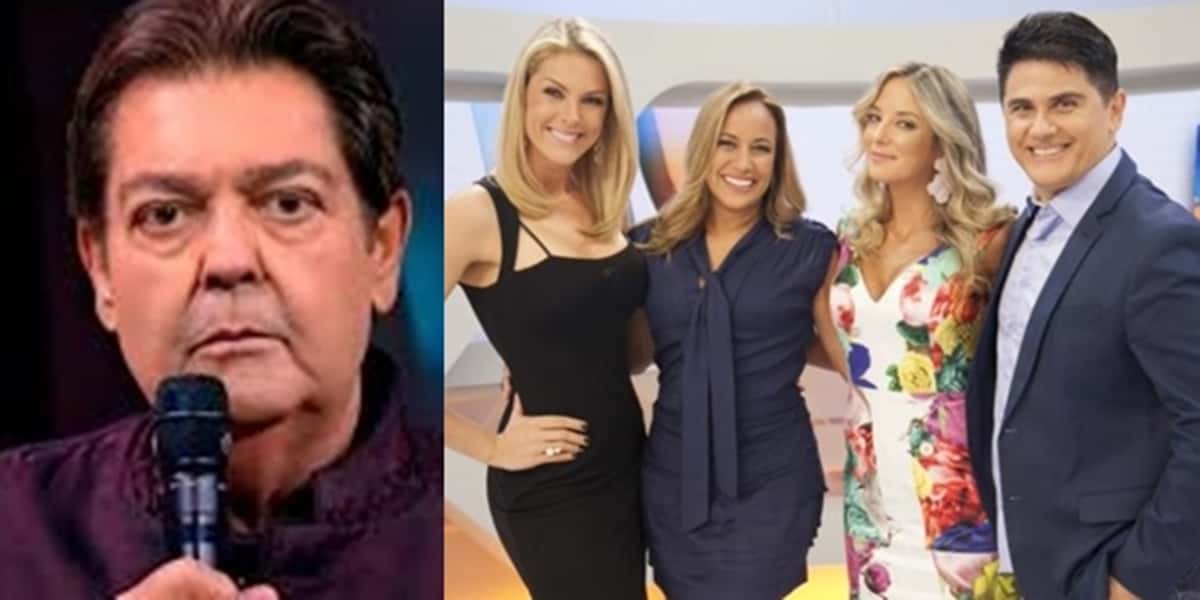 Faustão e os atuais apresentadores do "Hoje em Dia" (Foto: Montagem)