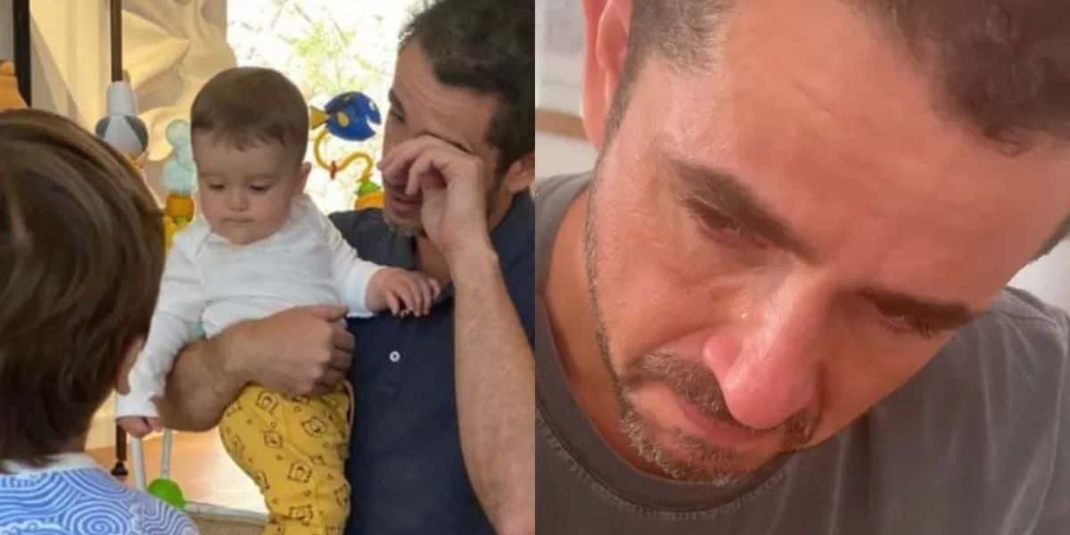 Felipe Andreoli surge aos prantos ao se despedir dos filhos antes de viagem e gera comoção fortíssima - Reprodução