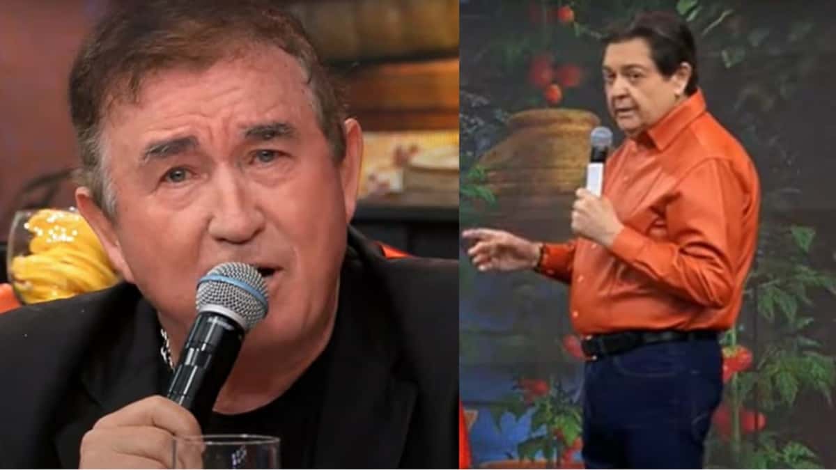 Amado Batista se emociona no Faustão ao falar de história real de música (Reprodução/ Band)