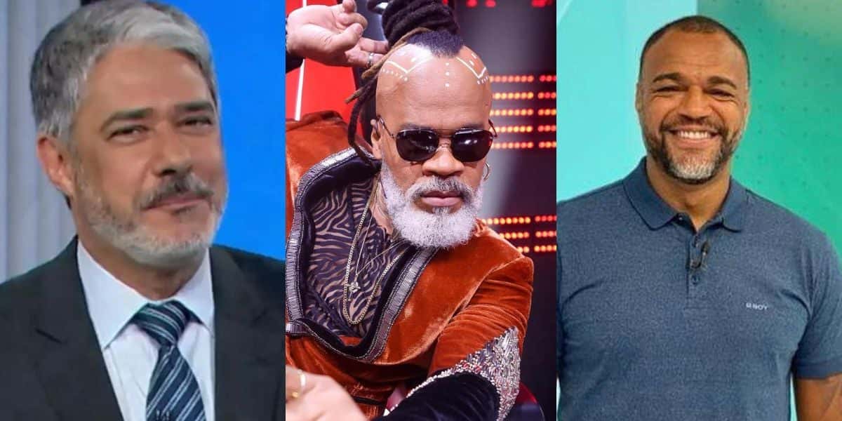 William Bonner, Carlinhos Brown e Denílson (Reprodução)