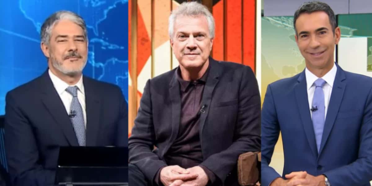 William Bonner, Pedro Bial e César Tralli possuem algo em comum nos seus casamentos (Reprodução: Montagem TV Foco)