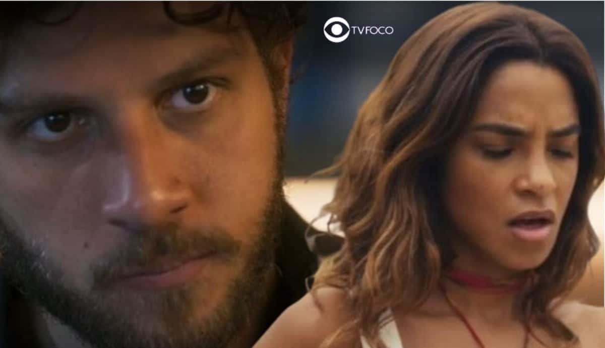 Presa novamente em Travessia: Ari chega com a polícia na casa de Brisa e arma o maior barraco (Foto: Reprodução / Globo / Montagem TV Foco)