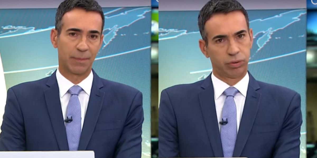 César Tralli durante o Jornal Hoje (reprodução)