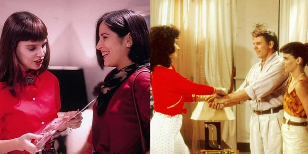 Lídia Brondi, que largou carreira de atriz, com Gloria Pires em "Vale Tudo" e em cena de "Tieta" (Foto: Reprodução/TV Globo)