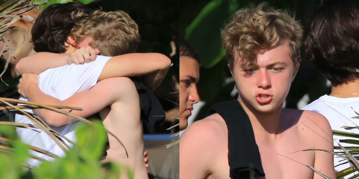 Benício Huck foi flagrado em praia com os amigos (Imagem: Montagem/TV Foco)