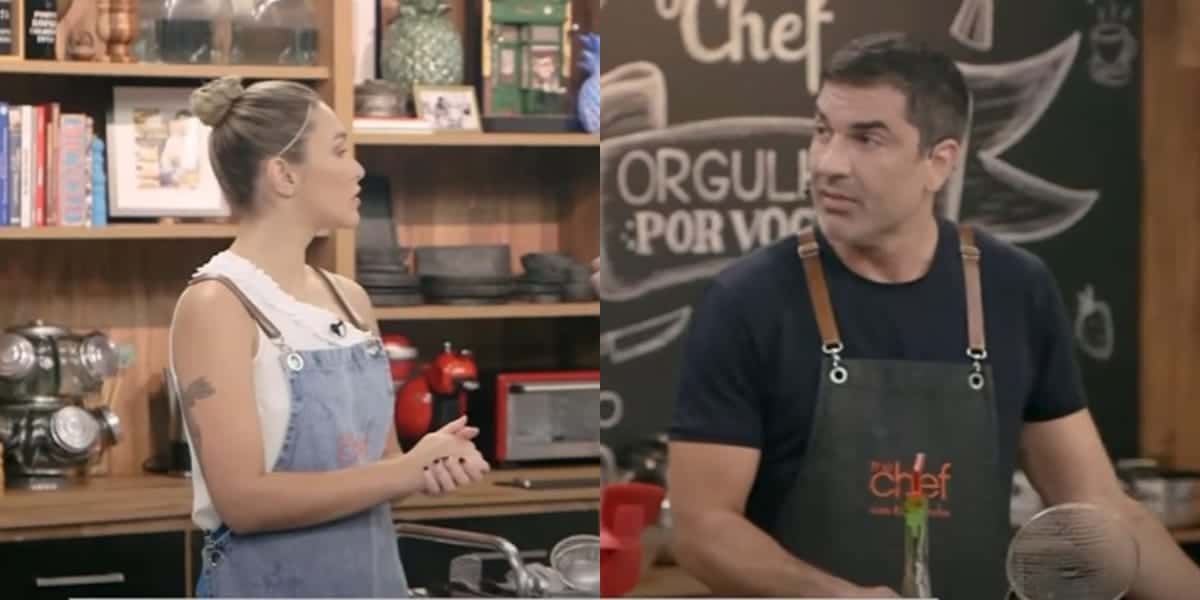 Assistente de Edu Guedes cobra satisfação do apresentador ao vivo e vê ele se calar (Reprodução: The Chef/ Band)