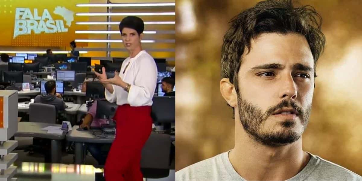 Mariana Godoy no Fala Brasil da Record, montagem com ator Thiago Rodrigues - Foto Reprodução Internet