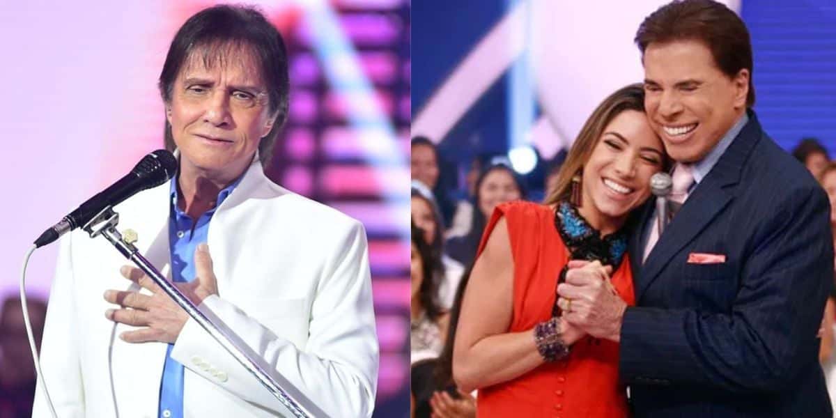 Roberto Carlos em show, Patrícia Abravanel e Silvio Santos em programa - Foto Reprodução Internet