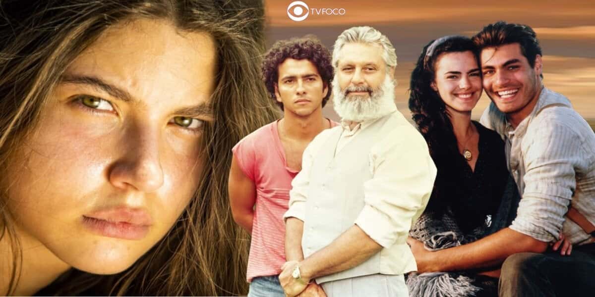 Juma de Pantanal e os Protagonistas de 'Renascer' e 'Terra Nostra', tramas de Benedito Ruy Barbosa (Foto: Reprodução / Globo / Montagem TV Foco)