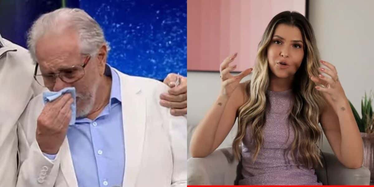 Carlos Alberto de Nóbrega chora ao ouvir mensagem de sua filha, Maria Fernanda (Reprodução - Band)
