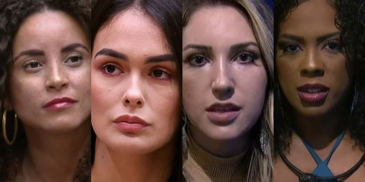 Domitila, Marvvila, Amanda e Larissa estão no paredão do BBB23 (Foto: Reprodução/ Globo)