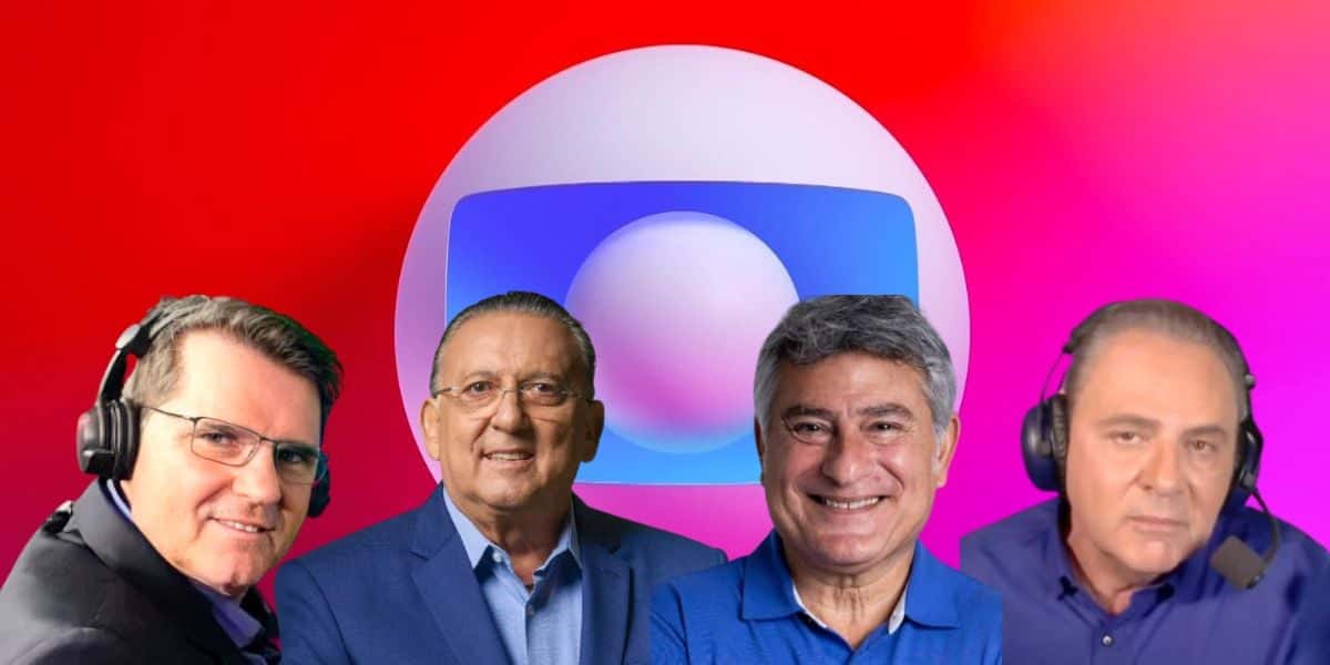 Linhares Júnior, Galvão Bueno, Cléber Machado e Luís Roberto (Fotos: Reproduções Globo / Montagem TVFoco)