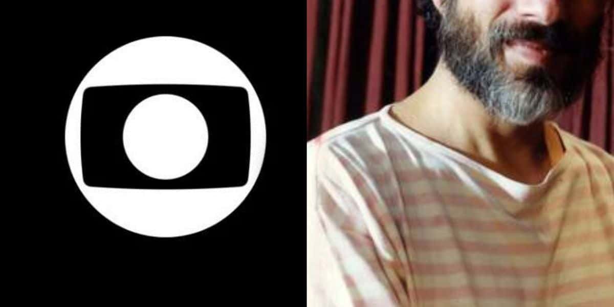 Logo da Globo preta e o ator Carlos Augusto Strazzer - Foto Reprodução Internet