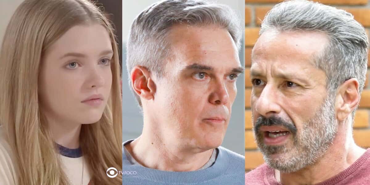 Lorena, Otto e Roger em cenas de Poliana Moça (Foto: Reprodução / SBT)